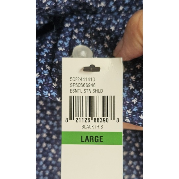 NWT VAN HEUSEN NEVER TUCK SLIM FIT floral print men Sz L 16-16.5 blue - Picture 6 of 6